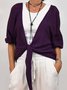 Damen Unifarben Frühling/Herbst Aufdecken Lässig Schnürung Leicht Strickjacke