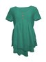 Damen Unifarben Kurzarm T-Shirts T-Shirt Rundhals Lässig Sommer Oberteile
