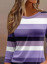 Damen Gestreift Dreiviertelärmel T-Shirts T-Shirt Rundhals Lässig Frühling/Herbst T-Shirt mit Grafik Oberteile