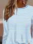 Damen Gestreift Langarm T-Shirts T-Shirt Rundhals Print Lässig Frühling/Herbst T-Shirt mit Grafik Oberteile