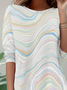 Damen Abstrakt Langarm T-Shirts T-Shirt Rundhals Print Lässig Frühling/Herbst Tunika Oberteile