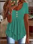Damen Unifarben Kurzarm T-Shirts T-Shirt Rundhals Lässig Sommer Oberteile