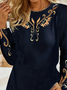 Damen Ethnisch Langarm T-Shirts T-Shirt Rundhals Print Lässig Frühling/Herbst T-Shirt mit Grafik Oberteile