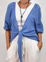 Damen Unifarben Frühling/Herbst Aufdecken Lässig Schnürung Leicht Strickjacke
