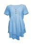 Damen Unifarben Kurzarm T-Shirts T-Shirt Rundhals Lässig Sommer Oberteile
