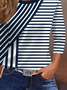 Damen Gestreift Dreiviertelärmel T-Shirts T-Shirt Rundhals Lässig Frühling/Herbst T-Shirt mit Grafik Oberteile