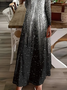 Damen Abstrakt Langarm Frühling/Herbst Print Kleid V-Ausschnitt Täglich Lässig Maxikleid H-Linie Kleid