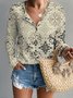 Damen Geometrisch Langarm T-Shirts T-Shirt V-Ausschnitt Print Retro Frühling/Herbst Oberteile