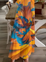 Damen Abstrakt Langarm Frühling/Herbst Print Kleid V-Ausschnitt Täglich Lässig Maxikleid H-Linie Kleid