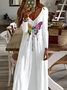 Damen Schmetterling Langarm Frühling/Herbst Print Kleid V-Ausschnitt Täglich Lässig Maxikleid H-Linie Kleid