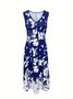 Damen Geblümt Print Zweiteiliges Set Täglich Kurzarm Lässig Sommer Mantel mit Rock Matching Set