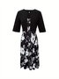 Damen Geblümt Print Zweiteiliges Set Täglich Kurzarm Lässig Sommer Mantel mit Rock Matching Set
