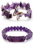 Neu Naturstein 8mm Amethyst Rosa Quarz zerquetscht Stein Schmetterling Zweiteiliges Armband