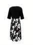 Damen Geblümt Print Zweiteiliges Set Täglich Kurzarm Lässig Sommer Mantel mit Rock Matching Set