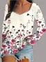 Damen Geometrisch Langarm T-Shirts T-Shirt Karree-Ausschnitt Print Retro Frühling/Herbst Oberteile