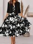 Damen Geblümt Print Zweiteiliges Set Täglich Kurzarm Lässig Sommer Mantel mit Rock Matching Set