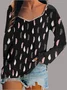 Damen Geometrisch Langarm T-Shirts T-Shirt Karree-Ausschnitt Print Retro Frühling/Herbst Oberteile