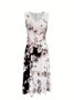 Damen Geblümt Print Zweiteiliges Set Täglich Kurzarm Lässig Sommer Mantel mit Rock Matching Set