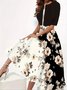 Damen Geblümt Print Zweiteiliges Set Täglich Kurzarm Lässig Sommer Mantel mit Rock Matching Set