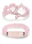 Neu Naturstein 8mm Amethyst Rosa Quarz zerquetscht Stein Schmetterling Zweiteiliges Armband