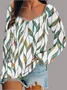 Damen Geometrisch Langarm T-Shirts T-Shirt Karree-Ausschnitt Print Retro Frühling/Herbst Oberteile