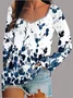 Damen Geometrisch Langarm T-Shirts T-Shirt Karree-Ausschnitt Print Retro Frühling/Herbst Oberteile