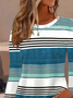 Damen Gestreift Langarm T-Shirts T-Shirt Rundhals Print Lässig Frühling/Herbst T-Shirt mit Grafik Oberteile