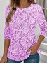 Damen Geblümt Langarm T-Shirts T-Shirt Rundhals Lässig Frühling/Herbst Oberteile