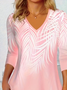 Damen Abstrakt Langarm T-Shirts T-Shirt V-Ausschnitt Print Lässig Frühling/Herbst T-Shirt mit Grafik Oberteile