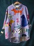 Damen Polka Dots Langarm Bluse Frühling/Herbst Print Schalkragen Täglich Retro Oberteile