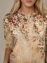 Damen Geblümt Langarm T-Shirts T-Shirt Rundhals Print Lässig Frühling/Herbst T-Shirt mit Grafik Oberteile