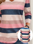 Damen Gestreift Langarm T-Shirts T-Shirt V-Ausschnitt Print Lässig Frühling/Herbst T-Shirt mit Grafik Oberteile