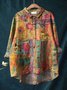 Damen Polka Dots Langarm Bluse Frühling/Herbst Print Schalkragen Täglich Retro Oberteile