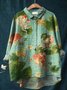 Damen Polka Dots Langarm Bluse Frühling/Herbst Print Schalkragen Täglich Retro Oberteile