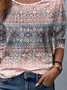 Damen Geblümt Langarm T-Shirts T-Shirt Rundhals Print Lässig Frühling/Herbst T-Shirt mit Grafik Oberteile