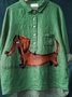 Damen Polka Dots Langarm Bluse Frühling/Herbst Print Schalkragen Täglich Retro Oberteile