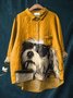 Damen Polka Dots Langarm Bluse Frühling/Herbst Print Schalkragen Täglich Retro Oberteile