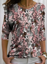 Damen Geblümt Langarm T-Shirts T-Shirt Rundhals Print Lässig Frühling/Herbst T-Shirt mit Grafik Oberteile