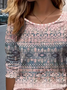 Damen Geblümt Langarm T-Shirts T-Shirt Rundhals Print Lässig Frühling/Herbst T-Shirt mit Grafik Oberteile