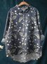 Damen Polka Dots Langarm Bluse Frühling/Herbst Print Schalkragen Täglich Retro Oberteile
