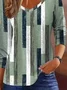 Damen Geometrisch Langarm T-Shirts T-Shirt V-Ausschnitt Print Lässig Frühling/Herbst T-Shirt mit Grafik Oberteile