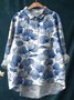 Damen Polka Dots Langarm Bluse Frühling/Herbst Print Schalkragen Täglich Retro Oberteile
