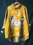 Damen Polka Dots Langarm Bluse Frühling/Herbst Print Schalkragen Täglich Retro Oberteile