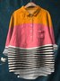 Damen Polka Dots Langarm Bluse Frühling/Herbst Print Schalkragen Täglich Retro Oberteile