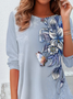 Damen Geblümt Langarm T-Shirts T-Shirt Rundhals Print Lässig Frühling/Herbst T-Shirt mit Grafik Oberteile