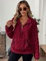 Damen Unifarben V-Ausschnitt Lässig Frühling/Herbst Langarm Sweatshirt