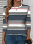 Damen Gestreift Langarm T-Shirts T-Shirt Rundhals Print Lässig Frühling/Herbst T-Shirt mit Grafik Oberteile