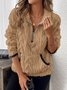 Damen Unifarben V-Ausschnitt Lässig Frühling/Herbst Langarm Sweatshirt