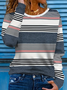 Damen Gestreift Langarm T-Shirts T-Shirt Rundhals Print Lässig Frühling/Herbst T-Shirt mit Grafik Oberteile