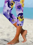 Damen Geblümt Caprihosen Elastische Taille Hose Lässig Sommer Hose